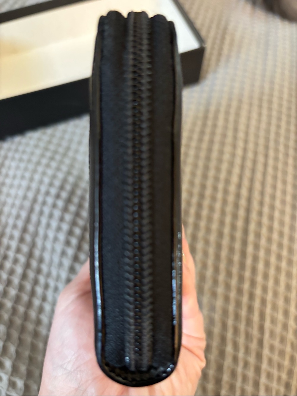 Authentic CHANEL Black Patent Quilted Wallet with Silver CC - Picture 7 of 8